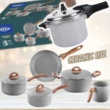 Jogo de Panelas Brinox de Alumínio Cinza 5 Peças – Ceramic Life + Panela de Pressão 4,2L