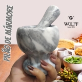 Pilão de Mármore com Socador Cinza 11cm x 11cm – Wolff