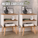 Kit 2 Mesas Cabeceira Pés Palito Retrô