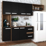 Cozinha Compacta 7 Portas 2 Gavetas Suspensa Armário E Balcão Jéssica Teka/grafite – Panorama – Panorama Móveis