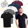 Kit 5 Camisetas Masculinas Slim Gola V Algodão Premium