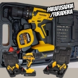 Parafusadeira/Furadeira com Bateria, Carregador Bivolt Automático, Pfv 012 Vonder 12 V