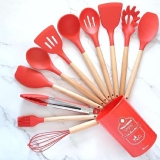 Jogo, Conjunto Kit de Utensílios Silicone Inox 13 Peças