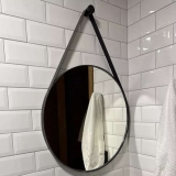Espelho Redondo Decorativo Adnet Escandinavo 60cm + Suporte Preto