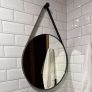 Espelho Redondo Decorativo Adnet Escandinavo 60cm + Suporte Preto