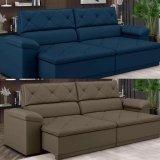 Sofá Retrátil Reclinável 3 Lugares Veludo Caribe – Flexforma Estofados