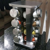 Porta Temperos Condimentos 16 Potes Giratorio Quadrado Inox MM House