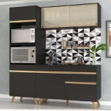Cozinha Compacta 3 peças com Armário e Balcão Mp3695 Veneza Gb Preta