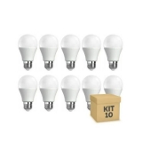 Kit 10 Lâmpada Led Bulbo E27 Bivolt 6500k Branco Frio 5w
