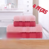 Jogo de Toalhas Buddemeyer Frape Dots Banho Rosa/Coral 4 peças