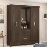 Guarda-roupa Solteiro com Espelho 4 Portas