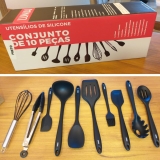 Conjunto Kit Utensílios De Cozinha Silicone Inox – Jogo de Utensilio 10 peças