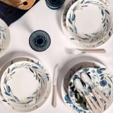 Aparelho de Jantar e Chá 20 Peças Tramontina – Porcelana Azul Redondo Ana Flor