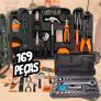Kit Jogo Ferramentas Completo 169 Pçs C/ Soquetes Aço Maleta