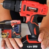 Furadeira parafusadeira sem fio de 10mm Mondial FPF-06M + accesorio com maleta