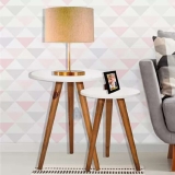 Conjunto Mesinha Apoio Lateral Pé Palito Redonda Decor Sala
