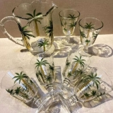 Conjunto Jarra com 6 Taças de Cristal Palm Hand Painting 1,3L/240ml – Lyor