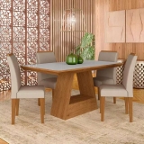 Mesa Com 4 Cadeiras 1,36 Ávila Cina/off White/bege