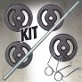 Kit 20kg Anilhas + 1 Barra 120cm Com Presilhas