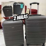 Kit 2 Malas de Viagem de Bordo Carry On Cinza Fibra Abs 20″ e 18″