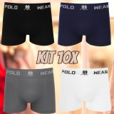 Kit 10 Cuecas Boxer Microfibra Polo Wear Sortido