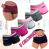 Kit com 5 Calcinha Short Algodão Penteado Mauí