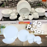 Aparelho de Jantar Chá e Café 42 Peças Haus – Cerâmica Branco Redondo Soho