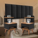 Kit completo para Quarto Casal Cabeceira Julia 1.40 Padrão com Mesas de Cabeceira Sleep