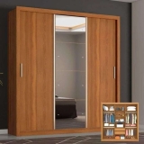 Guarda-roupa Casal com Espelho 3 Portas de Correr 2 Gavetas Demóbile Residence Flex