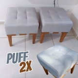 Kit 2 Puff Quadrado Para Sala Quarto Apolo Em Linho