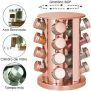 Porta Temperos Giratório Suporte Com 16 Potes Rose Gold Vertical