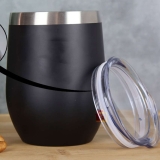 Mimo Style Copo Térmico de Aço Inoxidável Parede Dupla Preto 350ml Com Tampa de Polipropileno