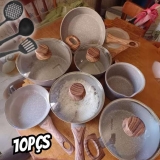 Jogo De Panela Ceramica Antiaderente Fundo Triplo Fogao Indução Mimo Style 10 peças