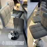 Kit 4 Banquetas Bancos Altas Estofada Com Encosto