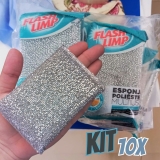 Flash Limp Kit Com 10 Esponjas Multiuso Poliéster Limpa Sem Riscar