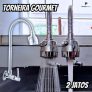 Torneira Cozinha Gourmet Parede Metal Tubo Flexível Arejador