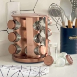 Porta Tempero Condimento Rose Gold Giratório 12 Potes