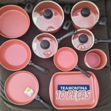 Jogo de Panelas Tramontina Max Rosa 10 Peças