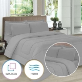 Jogo de Cama Casal 5 Peças com Edredom e Porta Travesseiros Casa Dona