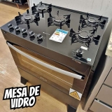 Fogão De Pé Atlas Atenas Glass 5q Multigás 5 Queimadores Preto 127v/220