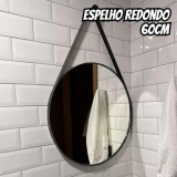 Espelho Redondo Decorativo Adnet Escandinavo 60cm + Suporte