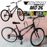 ULTRA BIKE Bicicleta Bikes Feminina Aro 26 – 18 Marchas Preto