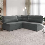 Sofá De Canto 5 Lugares Renaut Suede Cinza