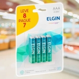 Pilha Alcalina AAA com 8 unidades Elgin Palito
