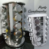 Porta Temperos Inox 20 Potes Suporte Giratório