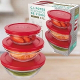 Conjunto com 3 Potes de Vidro Redondos Euro