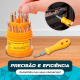 Conjunto de Chaves 31 peças: Philips, Torx, Fenda, com Ponta Imantada para Reparos Premium