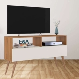 Rack Bancada E&a Tv 43 Pol. Sala Com Pes Retro 1 Gaveteiro