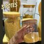 onjunto com 3 Potes de Vidro transparente Slim com tampa Bambu