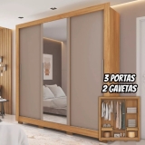 Guarda Roupas Casal C/ Espelho 3 Portas Vitória